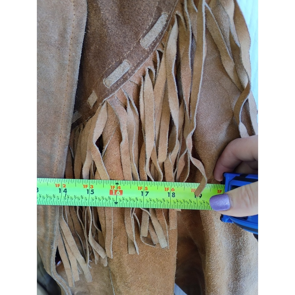 Pioneer Wear Western, Cowgirl Fringed Leather Suede Coat 16 Button Up Women - Picture 9 of 10